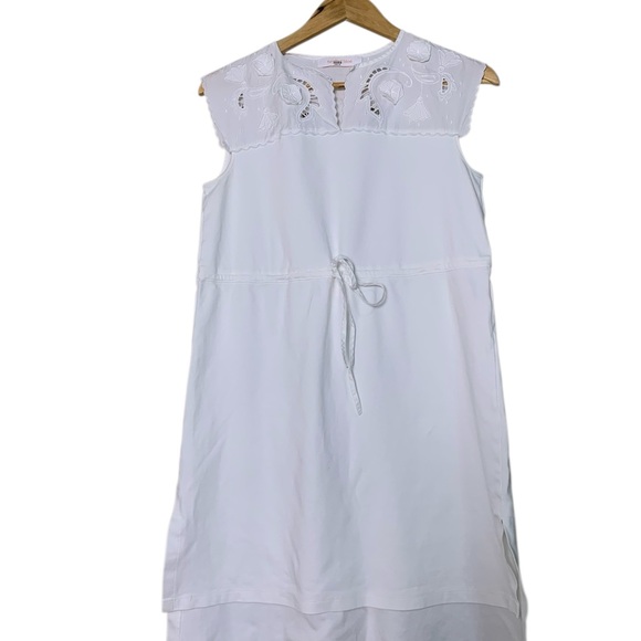 See by Chloé Women’s White Cotton High Low Dress Eyelet Embroidery Resort Size M - Picture 3 of 7